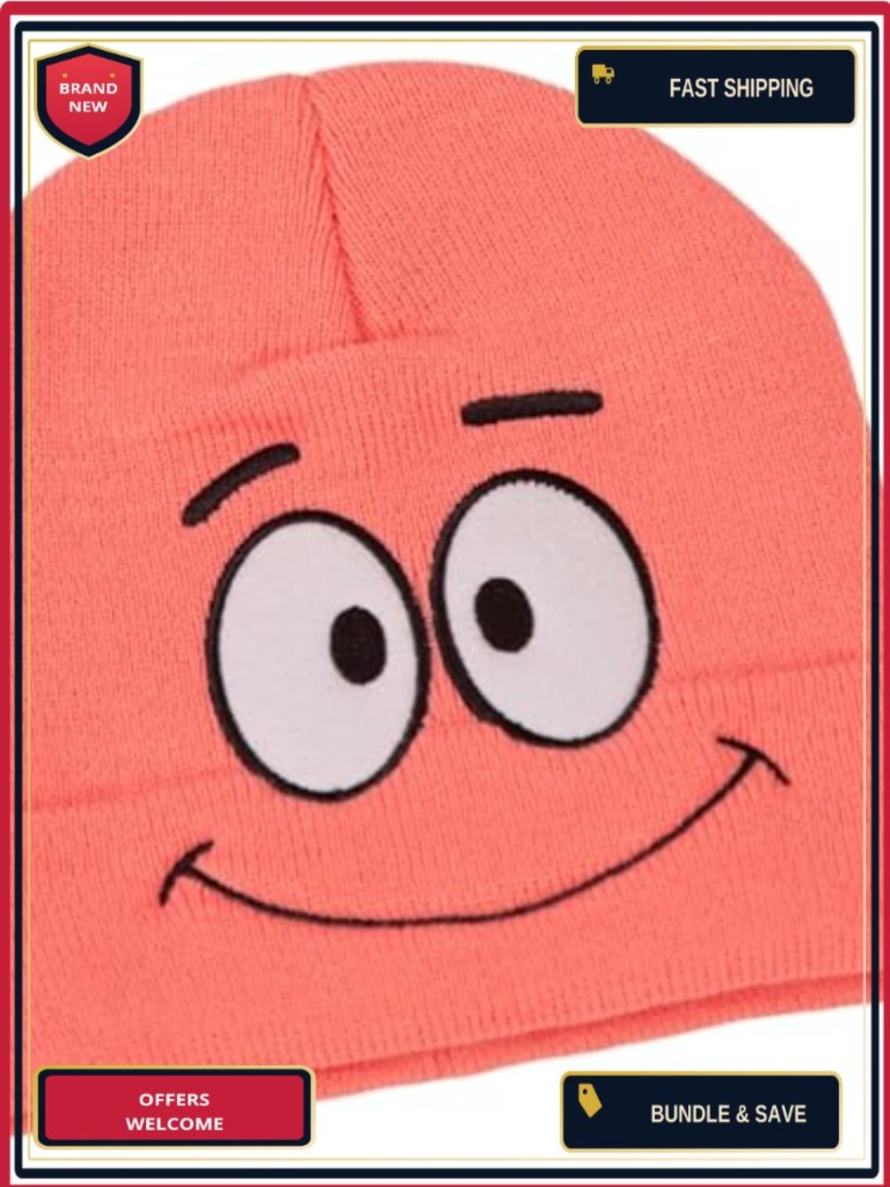 Pink Face Beanie Hat Womens Adult Teens Cosplay Halloween Costume Star